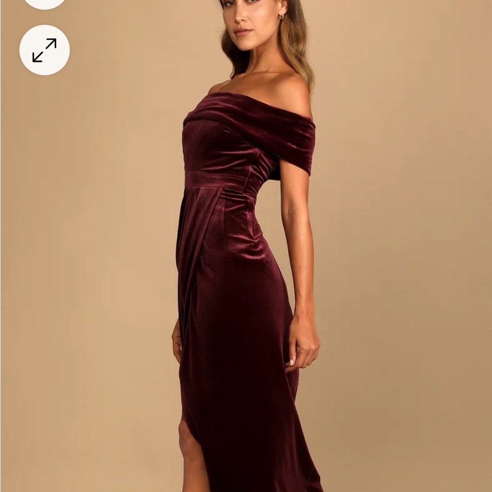 Lulus Velvet Maxi Dress Off the Shoulder Size Small